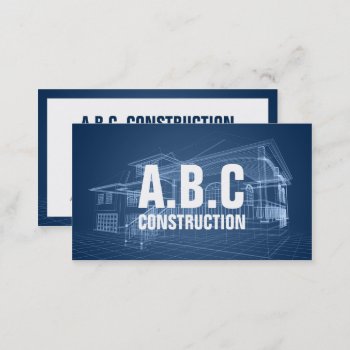Professional Construction Company House Blueprint Business Card by busied at Zazzle