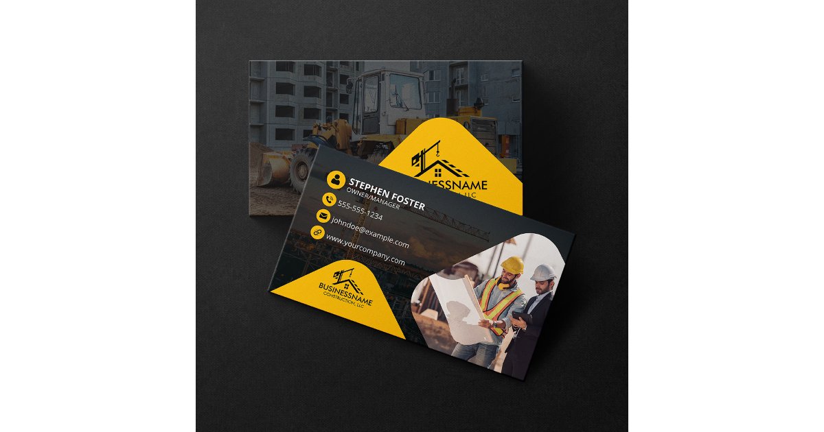 Professional Construction Contractor Builder Photo Business Card | Zazzle