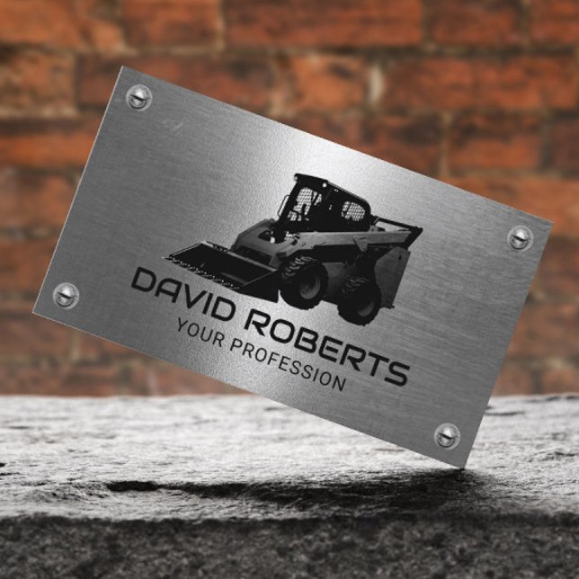 Professional Construction Equipment Operator Metal Business Card (Creator Uploaded)
