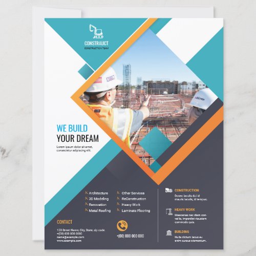 Professional construction flyer template