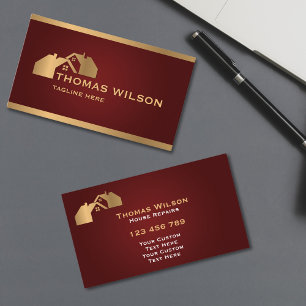 Professional Construction Handyman Carpenter Roof Business Card