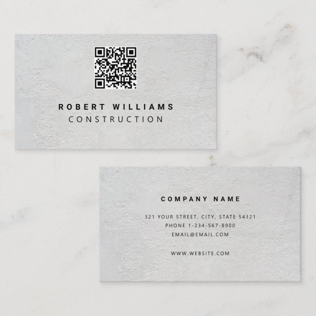 Professional Construction QR Code Business Card (Front/Back)