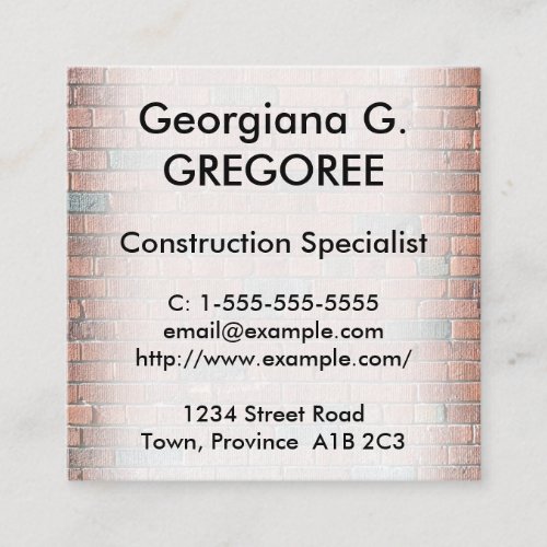 Professional Construction Specialist Business Card