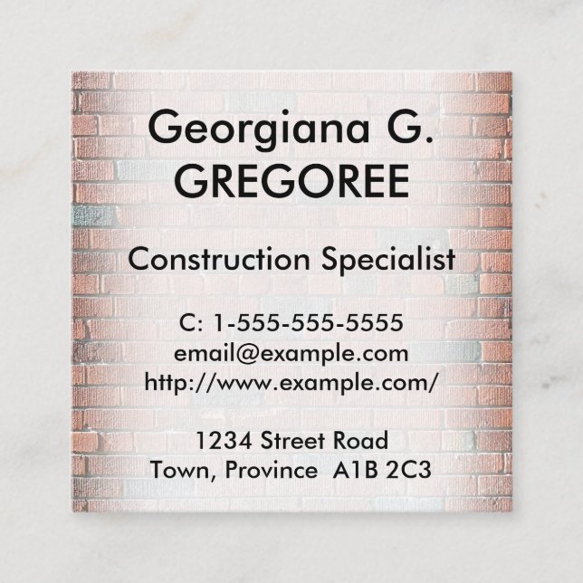 Professional Construction Specialist Business Card (Front)