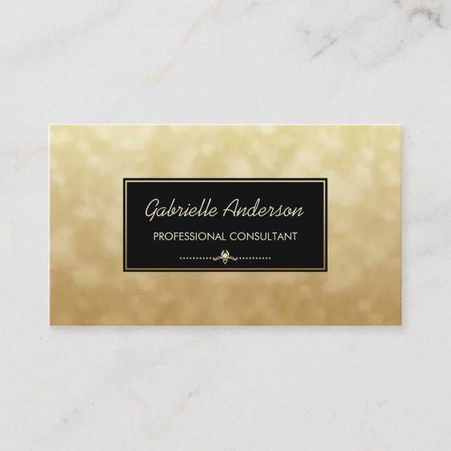 Professional Consultant Black Gold Glamor Bokeh Business Card (Front)