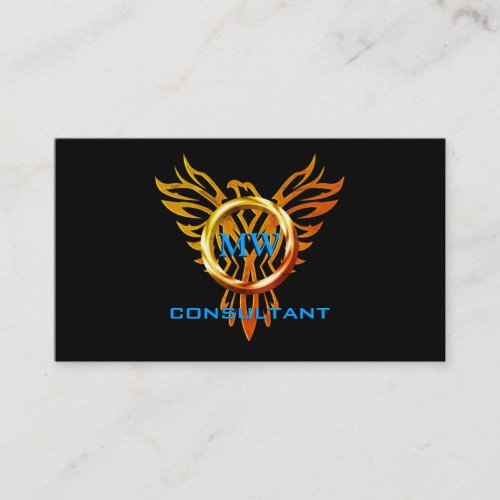 Professional Consultant Flame Ring Phoenix Black Business Card