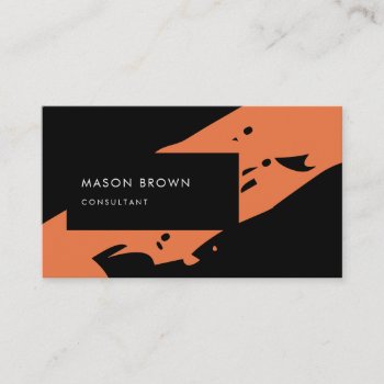 Professional Consultant Modern Black Orange Business Card by RicardoArtes at Zazzle