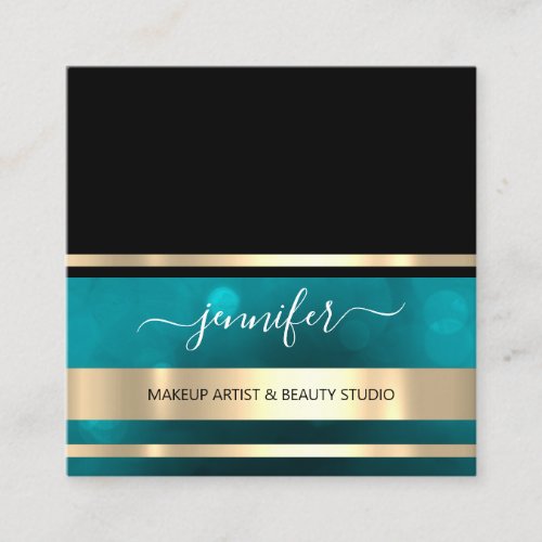 Professional Consulting Hairdresser Gold Black Square Business Card
