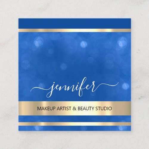 Professional Consulting Hairdresser Gold Blue Square Business Card