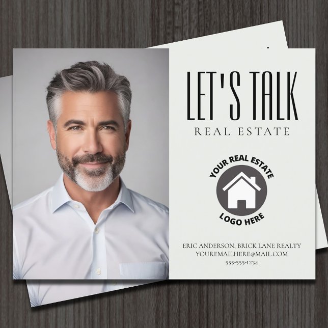 Professional Contact Info Photo Real Estate Postcard (Let's Talk Real Estate Promotional Real Estate Postcard)