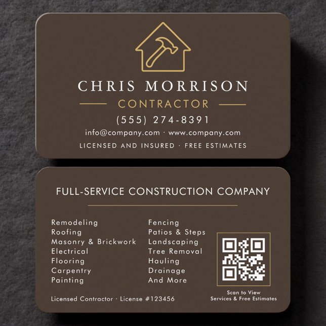 Professional Contractor & Builder QR Code Business Card (Creator Uploaded)