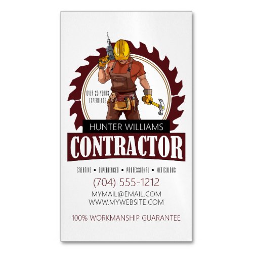 Professional Contractor Construction Carpentry Business Card Magnet