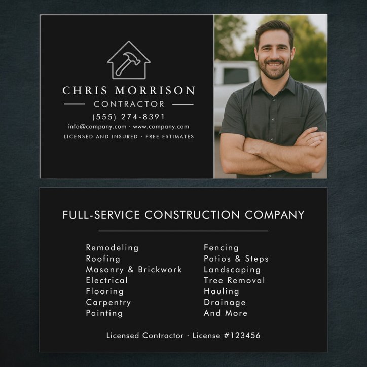 Professional Contractor Photo Business Card