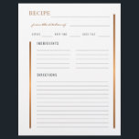 Professional cook elegant gold blank recipe flyer<br><div class="desc">Classy luxury blank recipe template for kitchen recipes organizer file or binder.            Suitable for a professional chef or cook,  restaurant,  bakery,  pastry,  coffee shop,  catering,  or a family cookbook.</div>