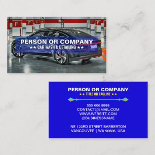 Professional Cool Black Blue Car Wash & Detailing Business Card