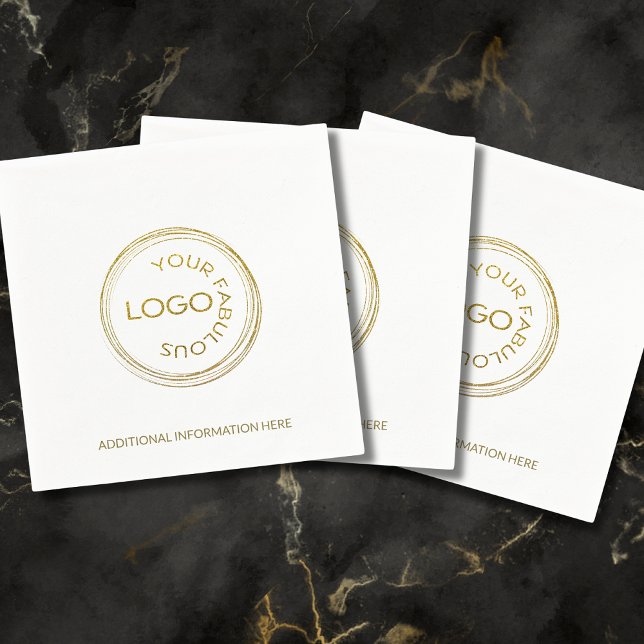 Professional Corporate Add Your Logo White Gold Napkins (Creator Uploaded)