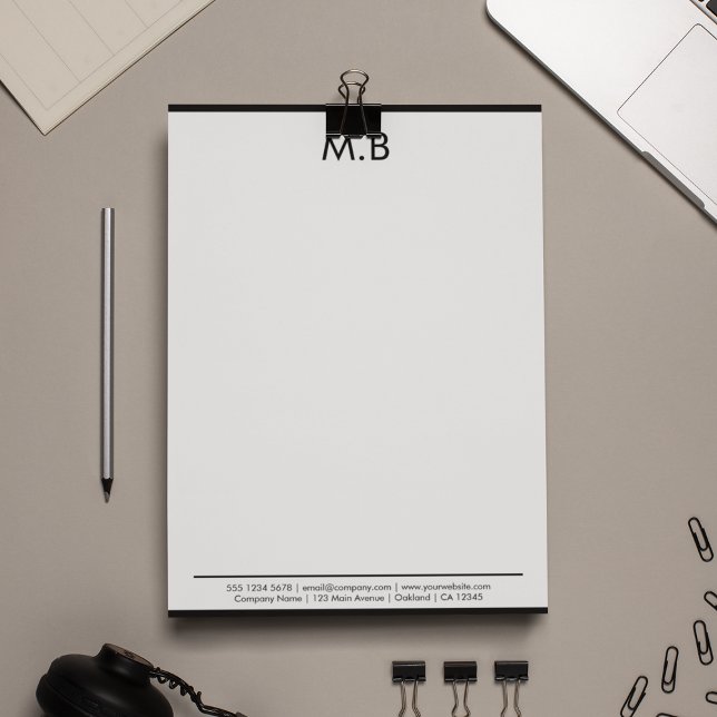 Professional Corporate Black Border Monogrammed  Letterhead (Creator Uploaded)