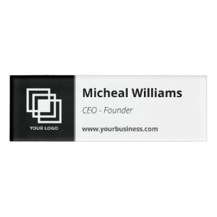 Professional Corporate Black Simple Name Tag