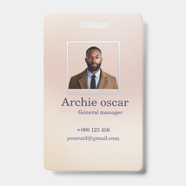 Professional Corporate Executive Photo Business Badge (Front)