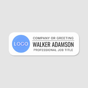 Professional Corporate Logo, Custom Employee White Name Tag
