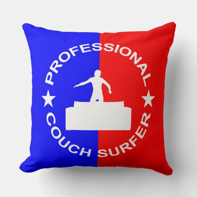 Professional Couch Surfer Throw Pillow (Front)