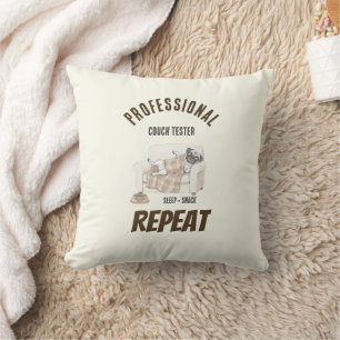 Professional Couch Tester – Cozy Paws Collection Throw Pillow