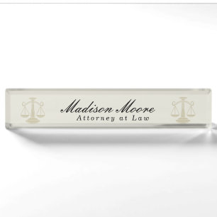 Professional Cream Neutral Lawyer Desk Name Plate