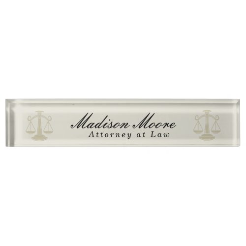 Professional Cream Neutral Lawyer  Desk Name Plate