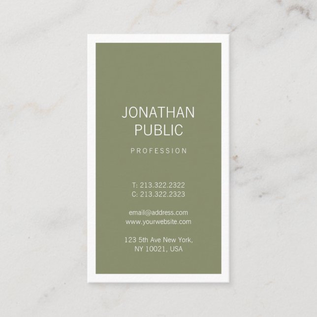 Professional Creative Design Clean Plain Modern Business Card (Front)