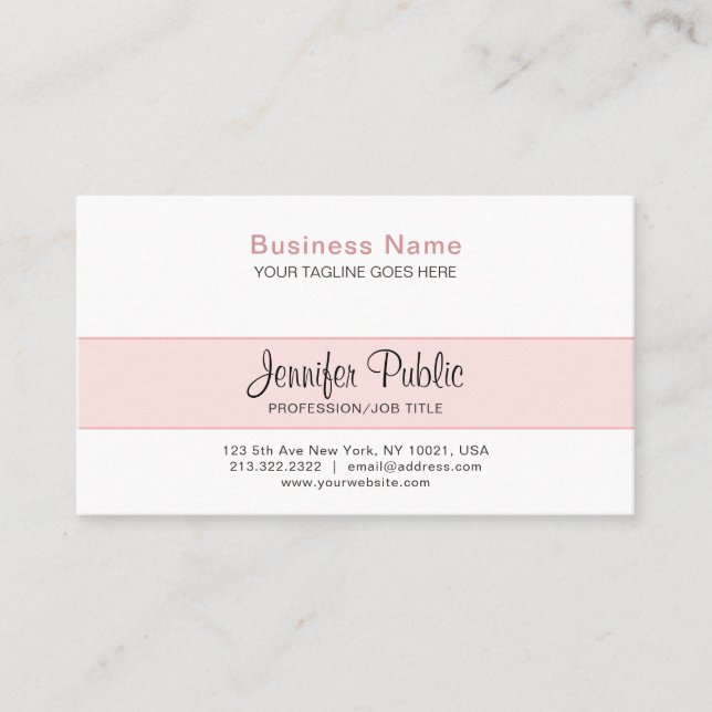 Professional Creative Design Elegant Pink Modern Business Card (Front)