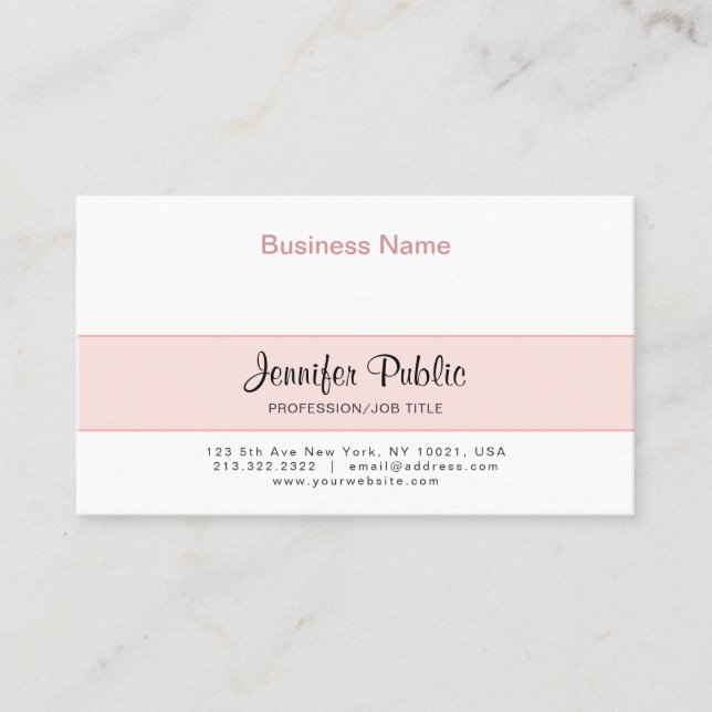 Professional Creative Design Elegant Pink Modern Business Card (Front)