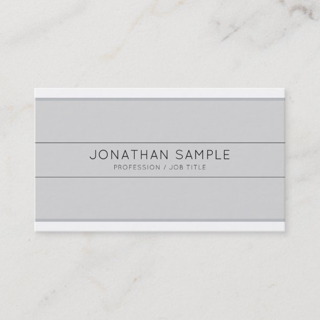 Professional Creative Design Gray Plain Trendy Business Card (Front)
