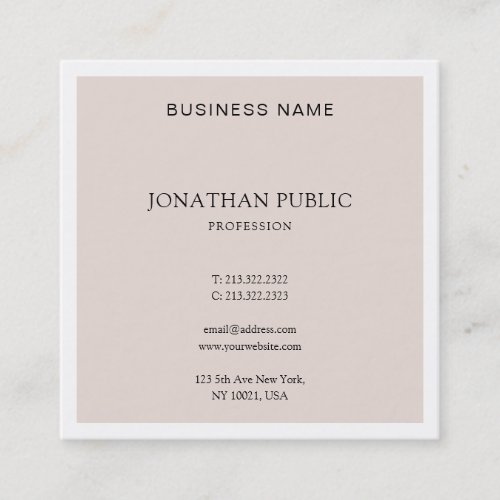 Professional Creative Design Simple Plain Modern Square Business Card