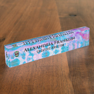 Professional Creative Director Abstract Watercolor Desk Name Plate