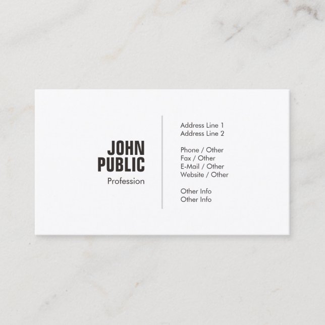 Professional Creative Minimal Trendy Graphic Plain Business Card (Front)