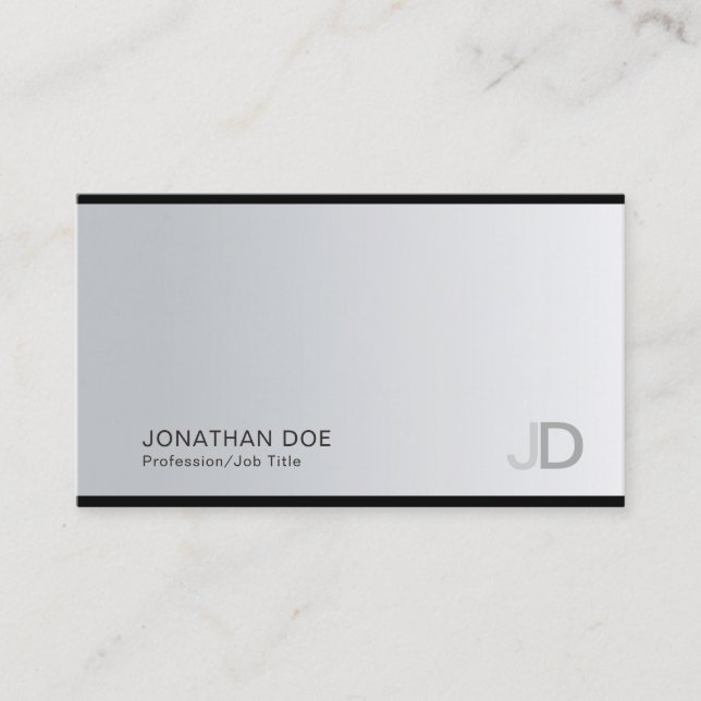 Professional Creative Modern Monogram Silver Cool Business Card (Front)