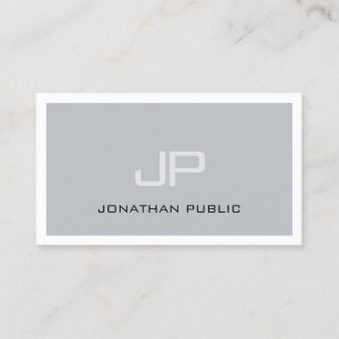 Professional Creative Monogram Modern Gray Plain Business Card