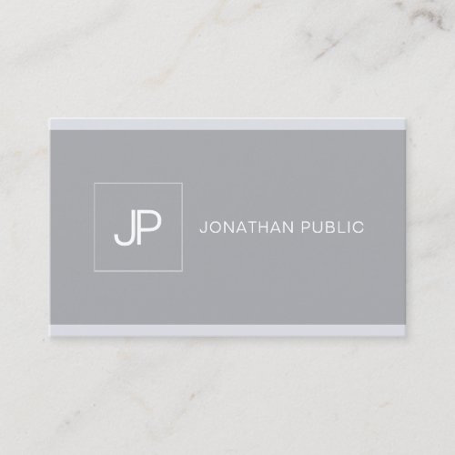 Professional Creative Monogram Modern Simple Grey Business Card