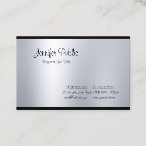 Professional Creative Script Glam Silver Look Top Business Card