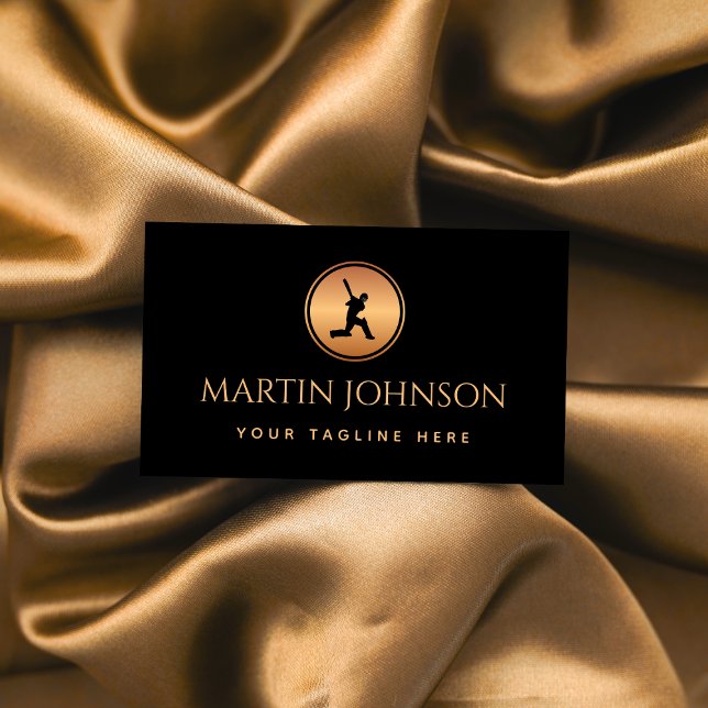 Professional Cricket Coach Gold & Black Logo Sport Business Card (Creator Uploaded)
