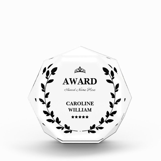 Professional Crown Wreath Business Custom Details Acrylic Award (Front)