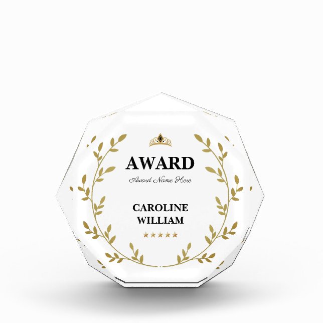 Professional Crown Wreath Business Custom Details Acrylic Award (Front)