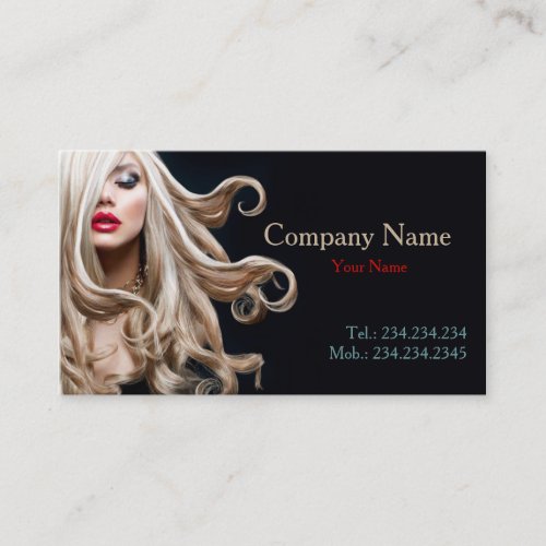 Professional Curly Model Blonde Hair Stylist Card