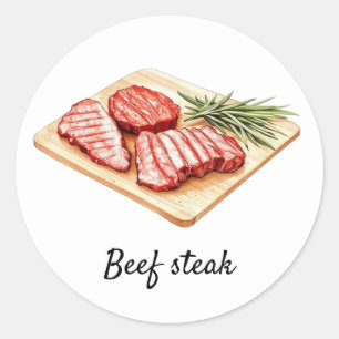 Professional Custom Beef steak Wedding Meal Choice Classic Round Sticker