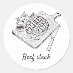 Professional Custom Beef steak Wedding Meal Choice Classic Round Sticker