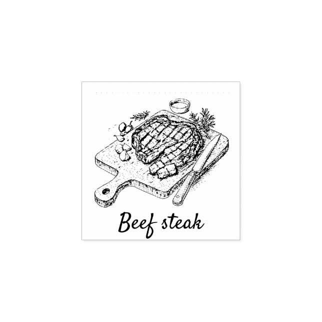 Professional Custom Beef steak Wedding Meal Choice Rubber Stamp (Imprint)