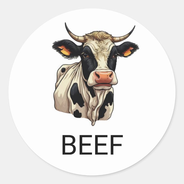 Professional Custom Beef Wedding Meal Choice   Cla Classic Round Sticker (Front)