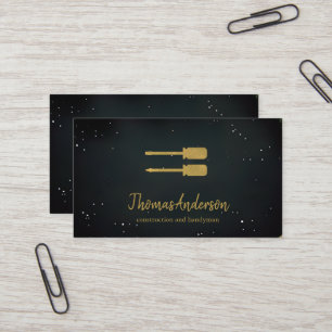 Professional Custom Black Building Construction Business Card