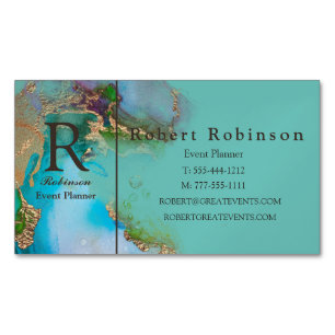 Professional Custom Blue Green Light Teal Lavender Business Card Magnet