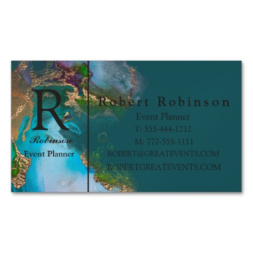 Professional Custom Blue Purple Dark Teal Green Business Card Magnet